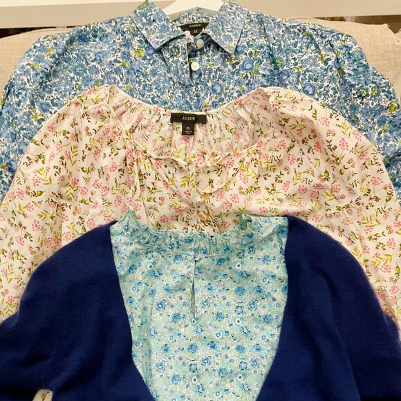 J. Crew Tops - J Crew Floral Bundle: 1 Dress & 2 Blouses plus Cashmere Sweater